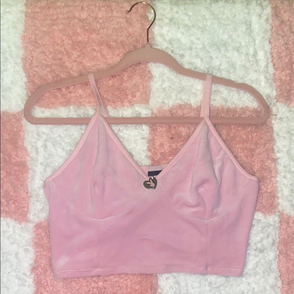 Pink playboy charm top